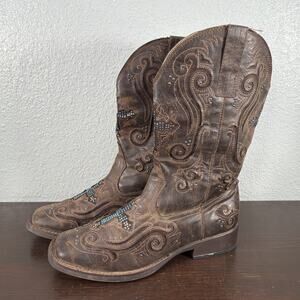 Roper Women's Western Boots 09-021-1901-0937 Cross Crystal Size 9 EUC